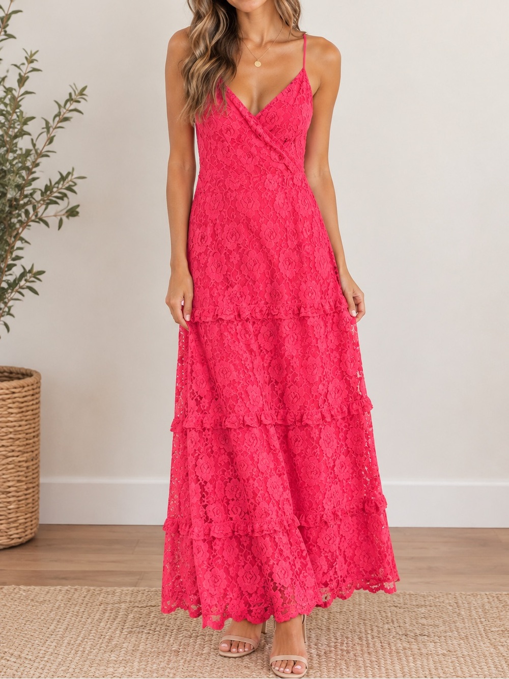 Love, Fire Vibrant Red Lace Dress